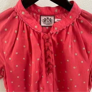 Juicy red top with gold details and Pom pom buttons